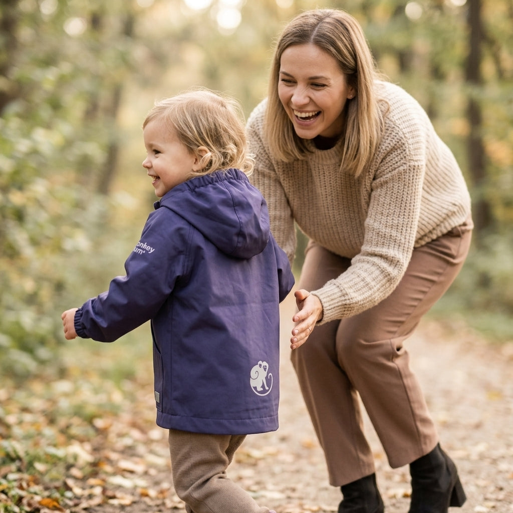 Monkey Mum® Šuštiaková bunda s raglánovým rukávom - Tmavofialová