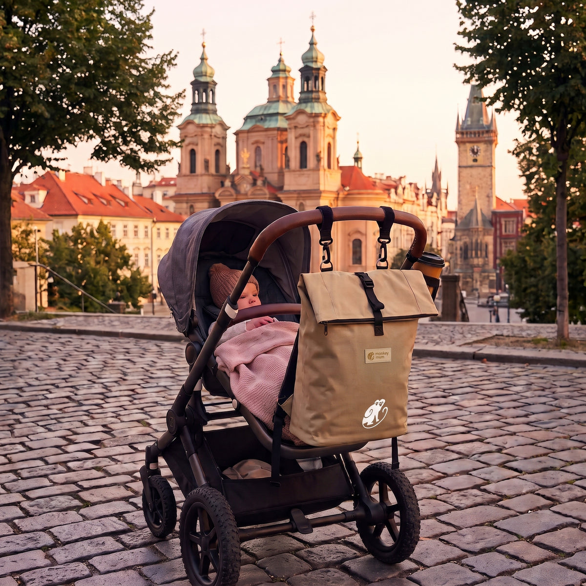 Monkey Mum® Keprový batoh na kočík – Púštny piesok