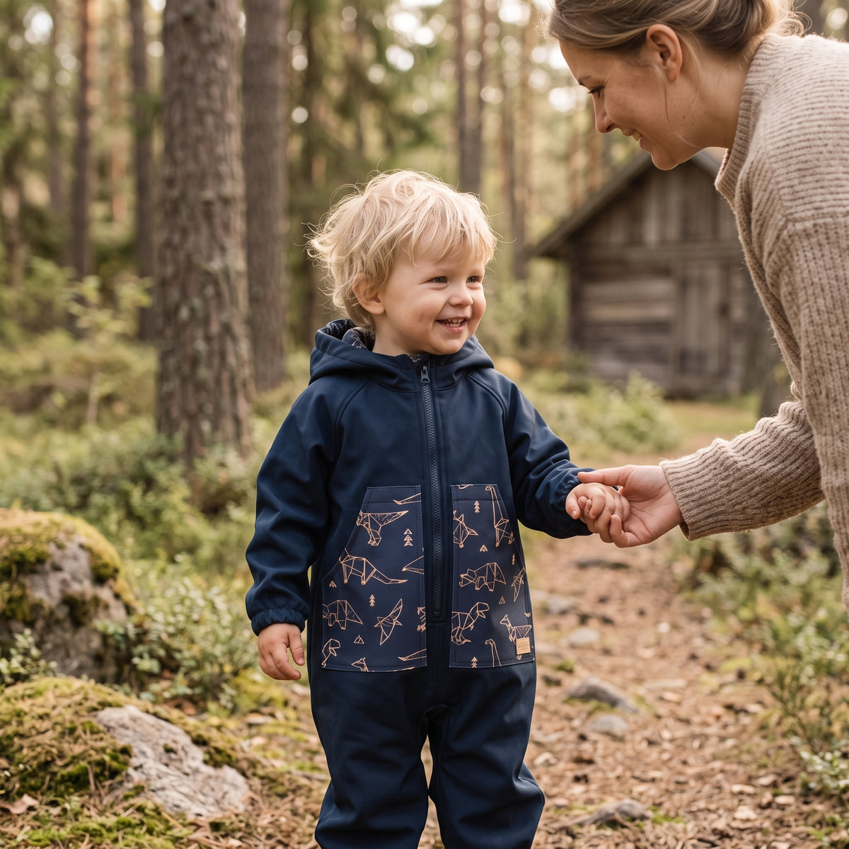 Monkey Mum® Softshellová kombinéza s membránou – Obloha dinosaurov - veľ. 98/104, 110/116