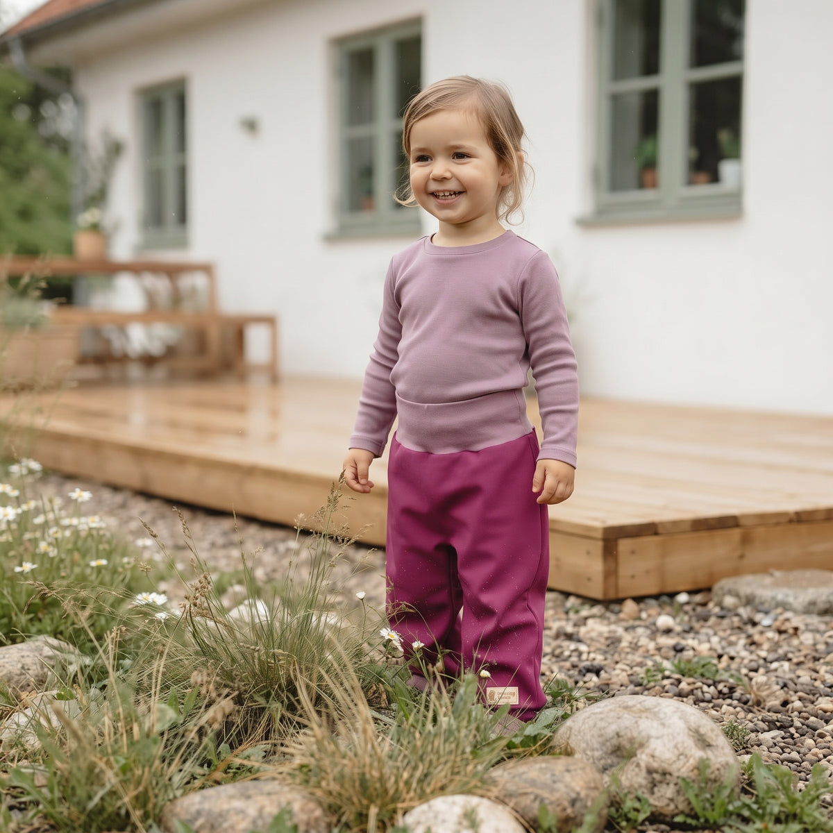 Detské rastúce softshellové nohavice s membránou Monkey Mum® - Šťavnatá malina