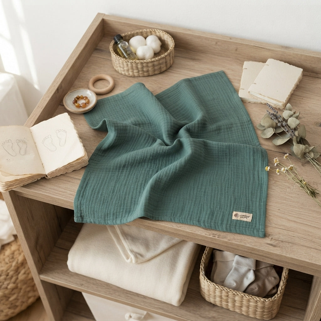 Mušelínová plienka Monkey Mum® - Tmavozelená