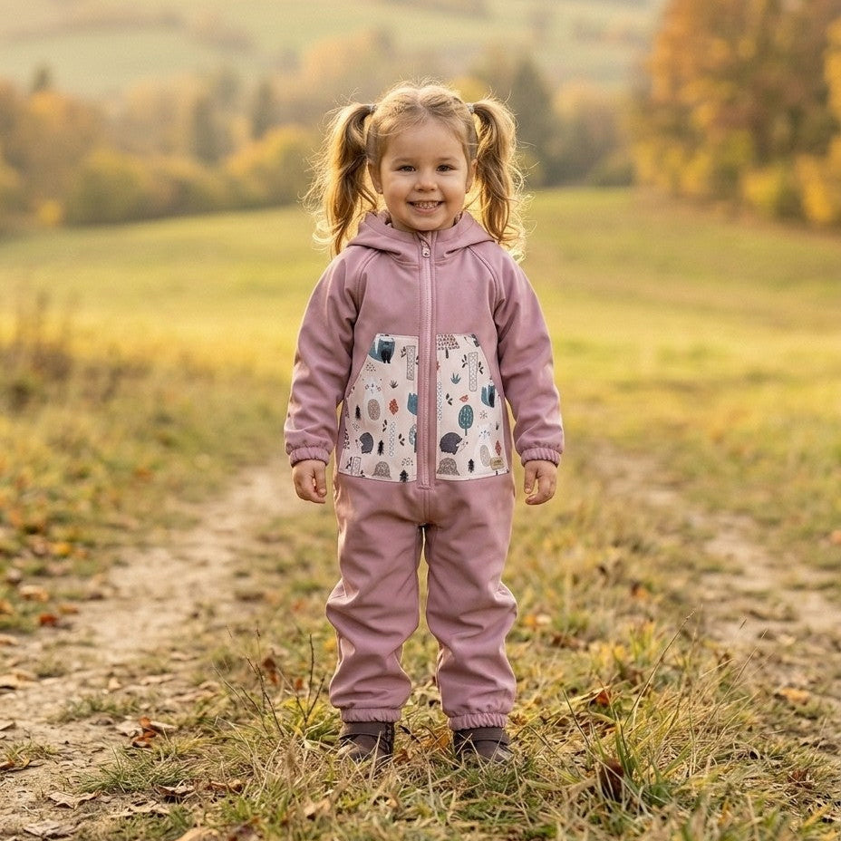 Monkey Mum® Softshellová kombinéza s membránou – Cukrové zvieratká - veľ. 98/104, 110/116