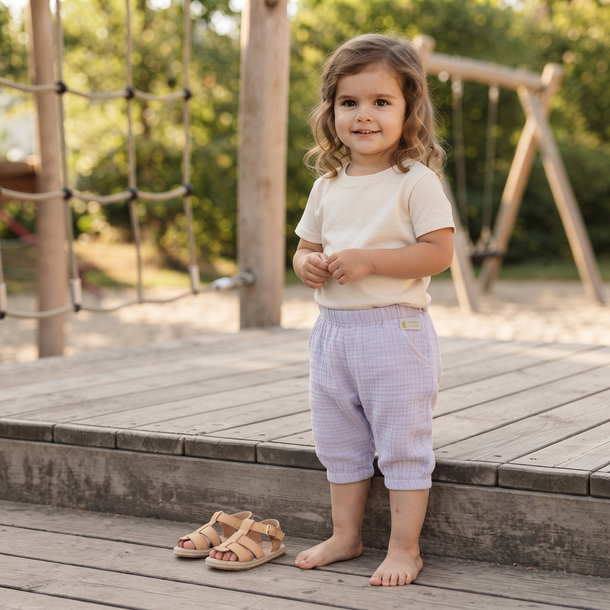 Mušelínové šortky Monkey Mum® - Fialka
