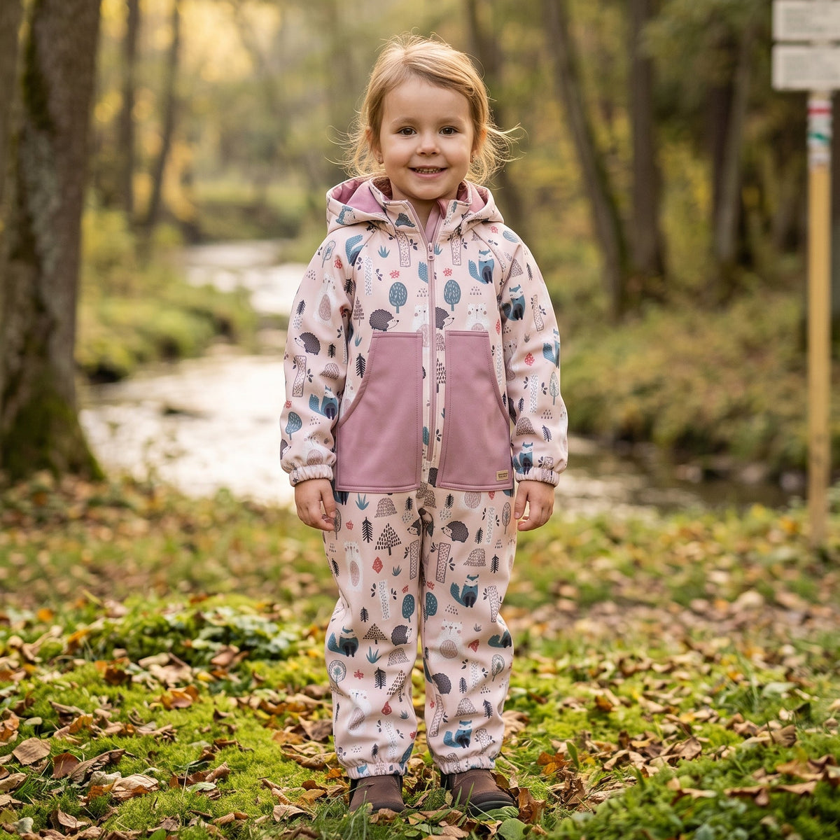 Monkey Mum® Softshellová kombinéza s membránou – Denné zvieratká - veľ. 98/104, 110/116