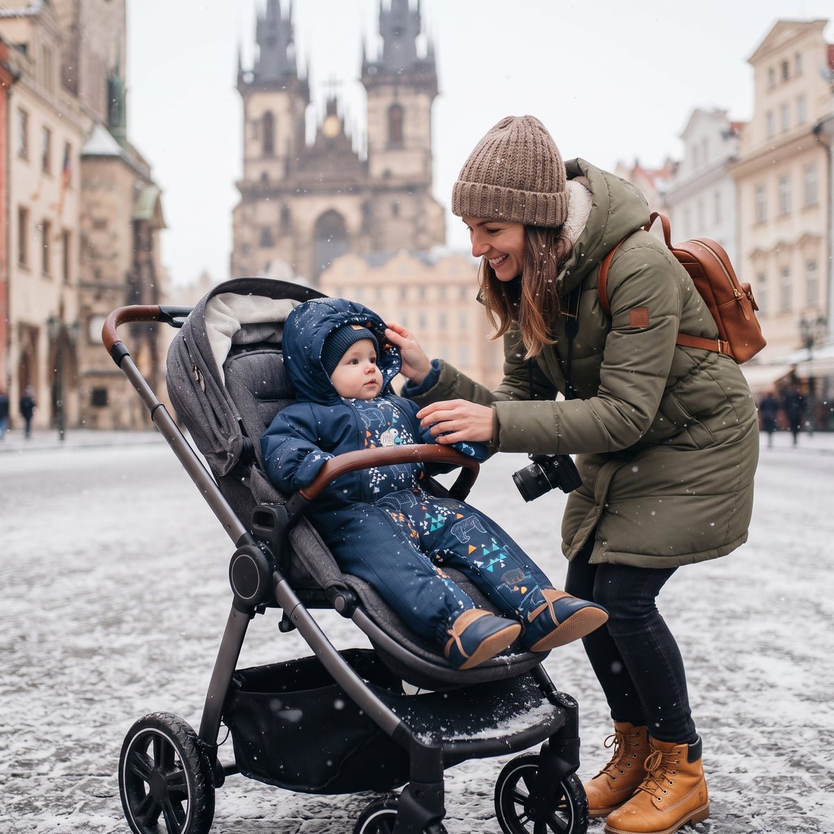 Monkey Mum® Detská zimná softshellová kombinéza s baránkom - Rozprávkový Večerníček s medveďom - veľ. 62/68, 74/80