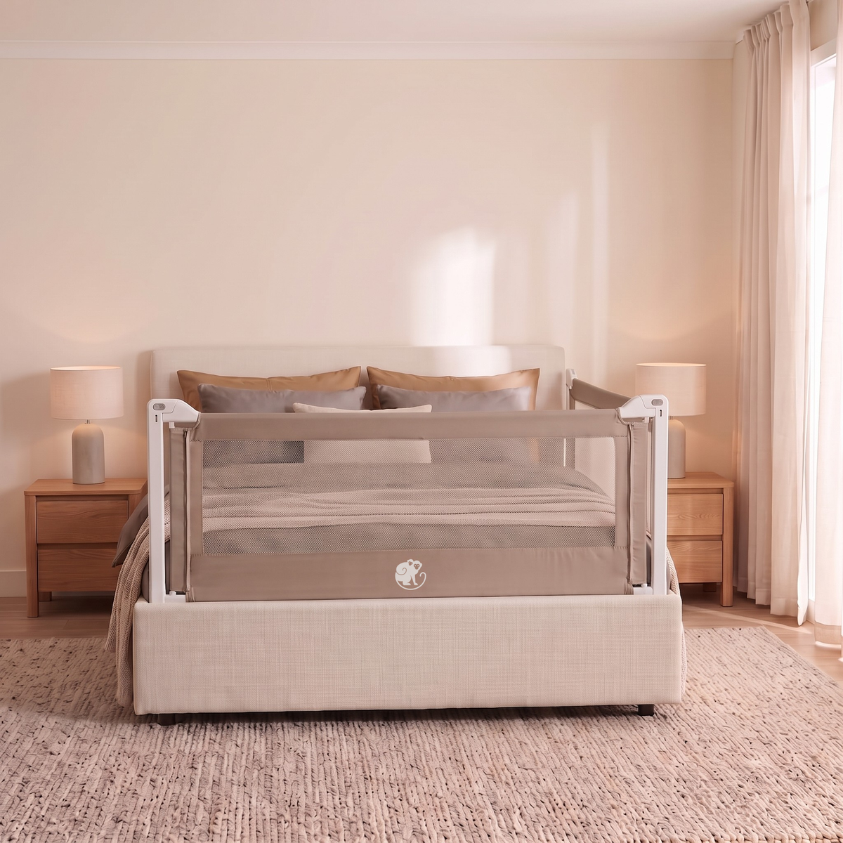 Plachta na zábranu na posteľ Monkey Mum® Popular – Tmavosivá