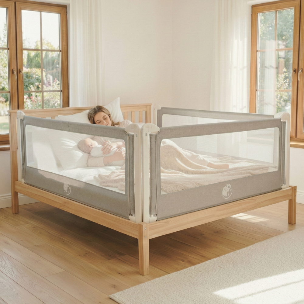 Zábrana na posteľ Monkey Mum® Popular - tmavosivá - dizajn - rozbalená