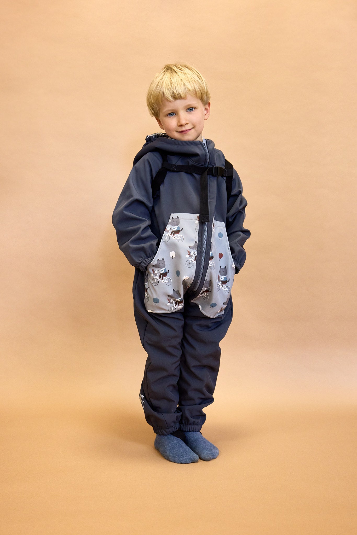 Monkey Mum® Softshellová kombinéza s membránou – Líšky na hubách - veľ. 98/104, 110/116