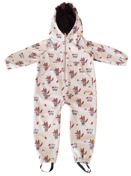 Monkey Mum® Softshellová kombinéza s membránou – Líšky na hubách - veľ. 98/104, 110/116