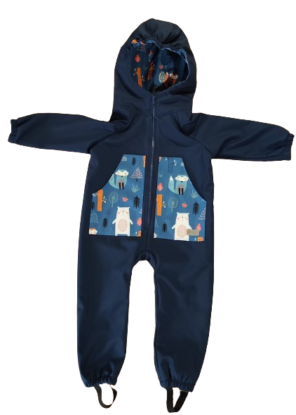 Monkey Mum® Softshellová kombinéza s membránou – Nočná obloha so zvieratkami - veľ. 98/104, 110/116