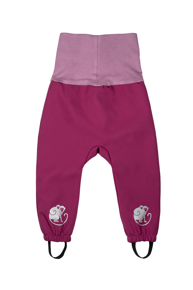 Detské rastúce softshellové nohavice s membránou Monkey Mum® - Šťavnatá malina