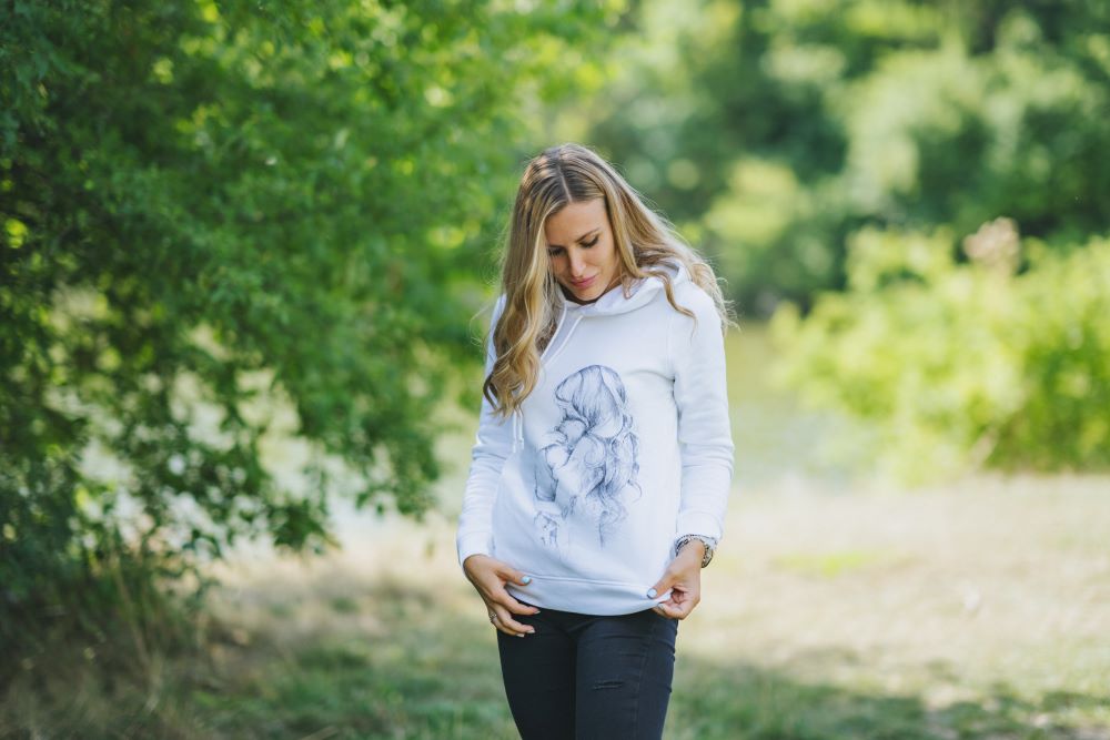 Kojacia mikina Monkey Mum® biela - milujúca mamička