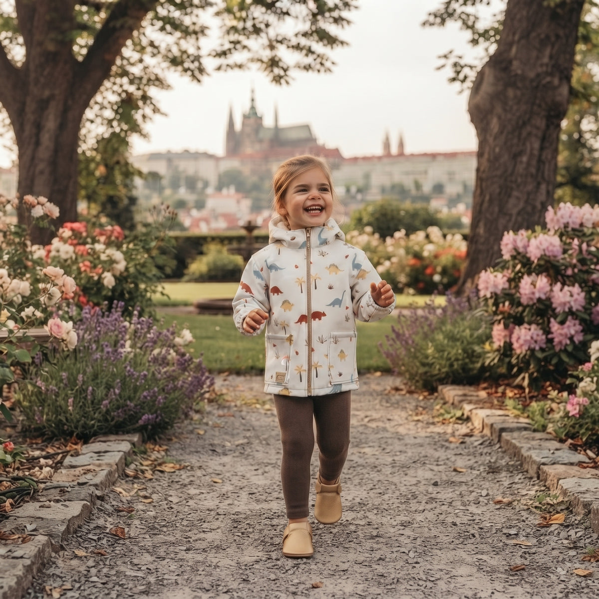 Detská softshellová bunda s membránou Monkey Mum® - Dinosaurí príbeh