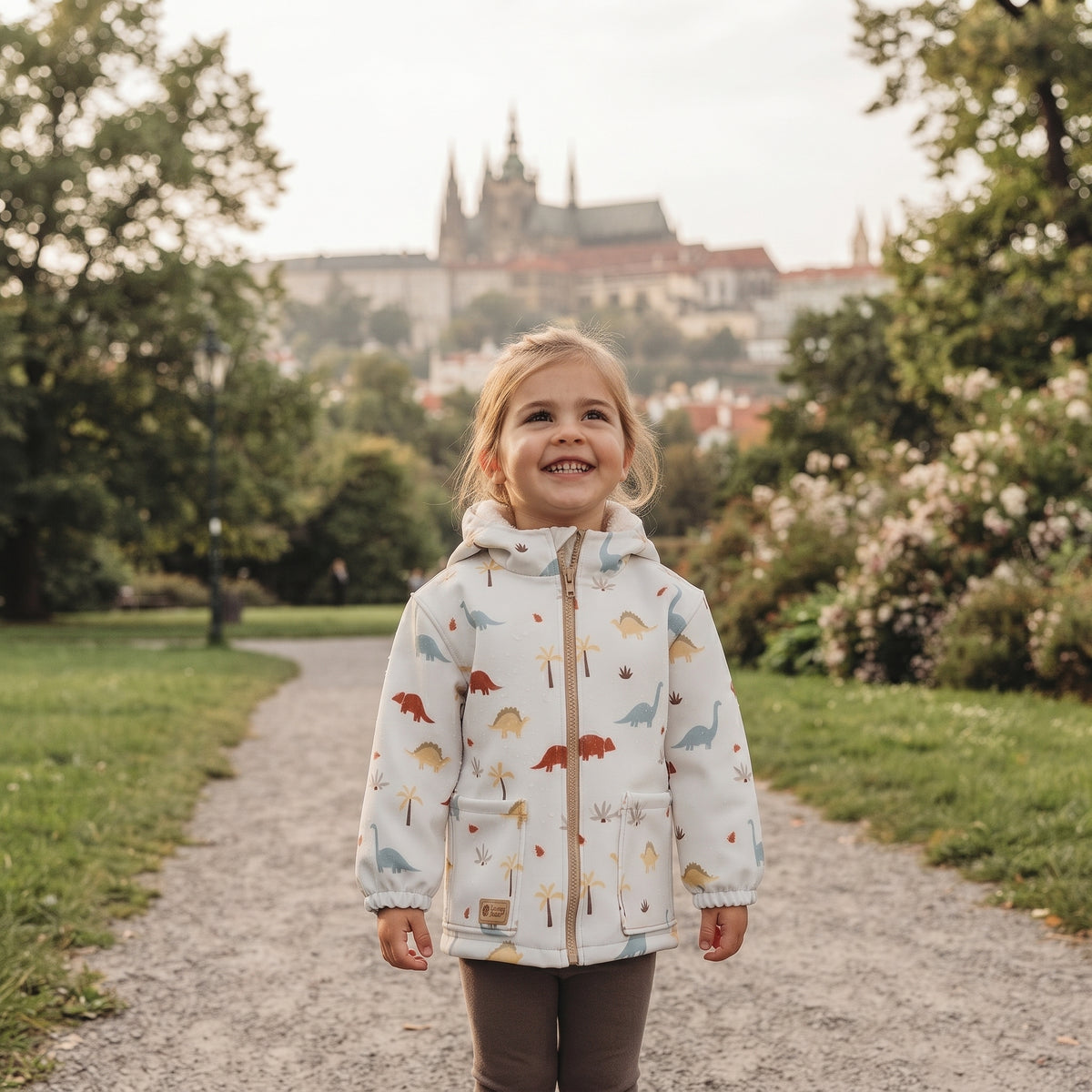 Detská softshellová bunda s membránou Monkey Mum® - Dinosaurí príbeh