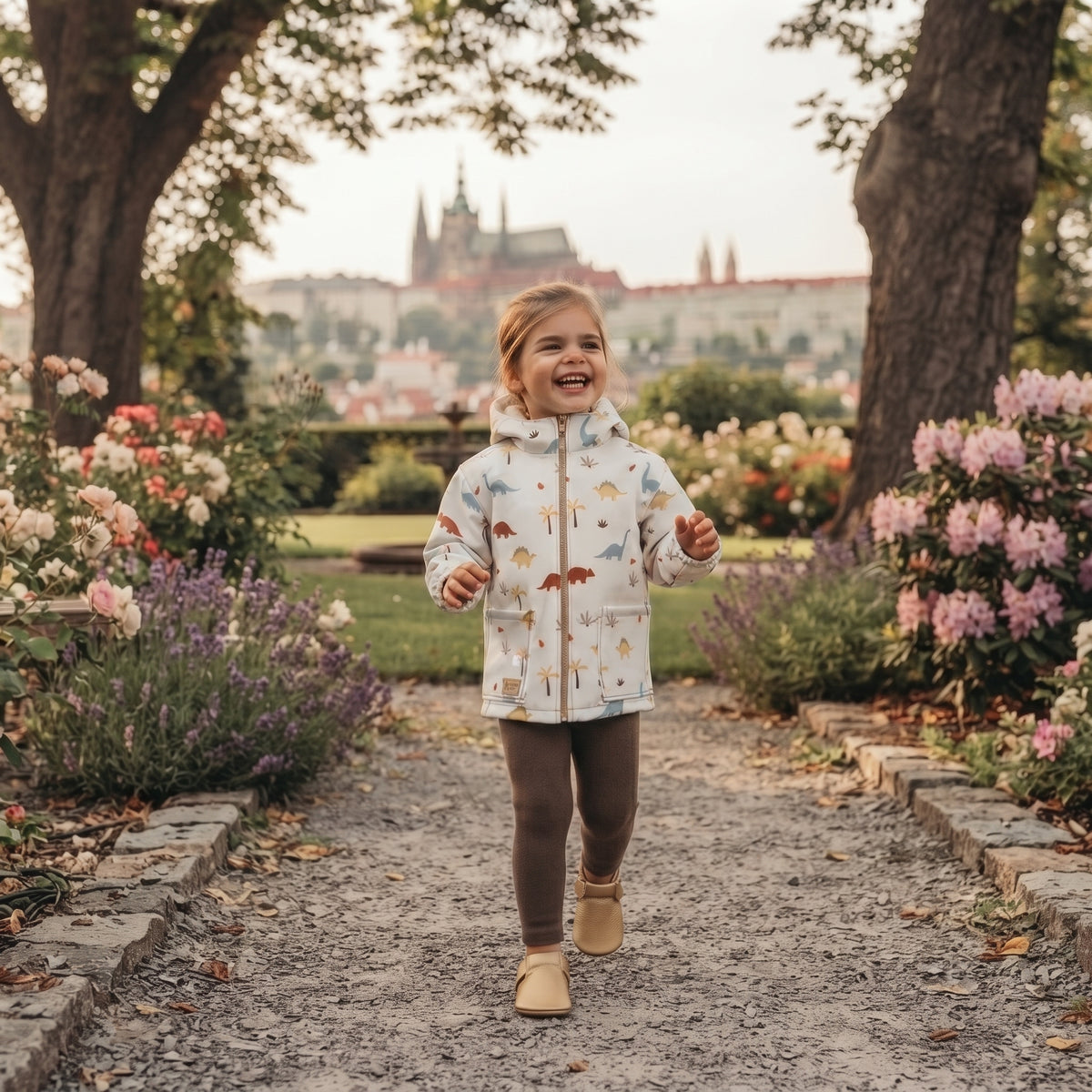 Detská softshellová bunda s membránou Monkey Mum® - Dinosaurí príbeh