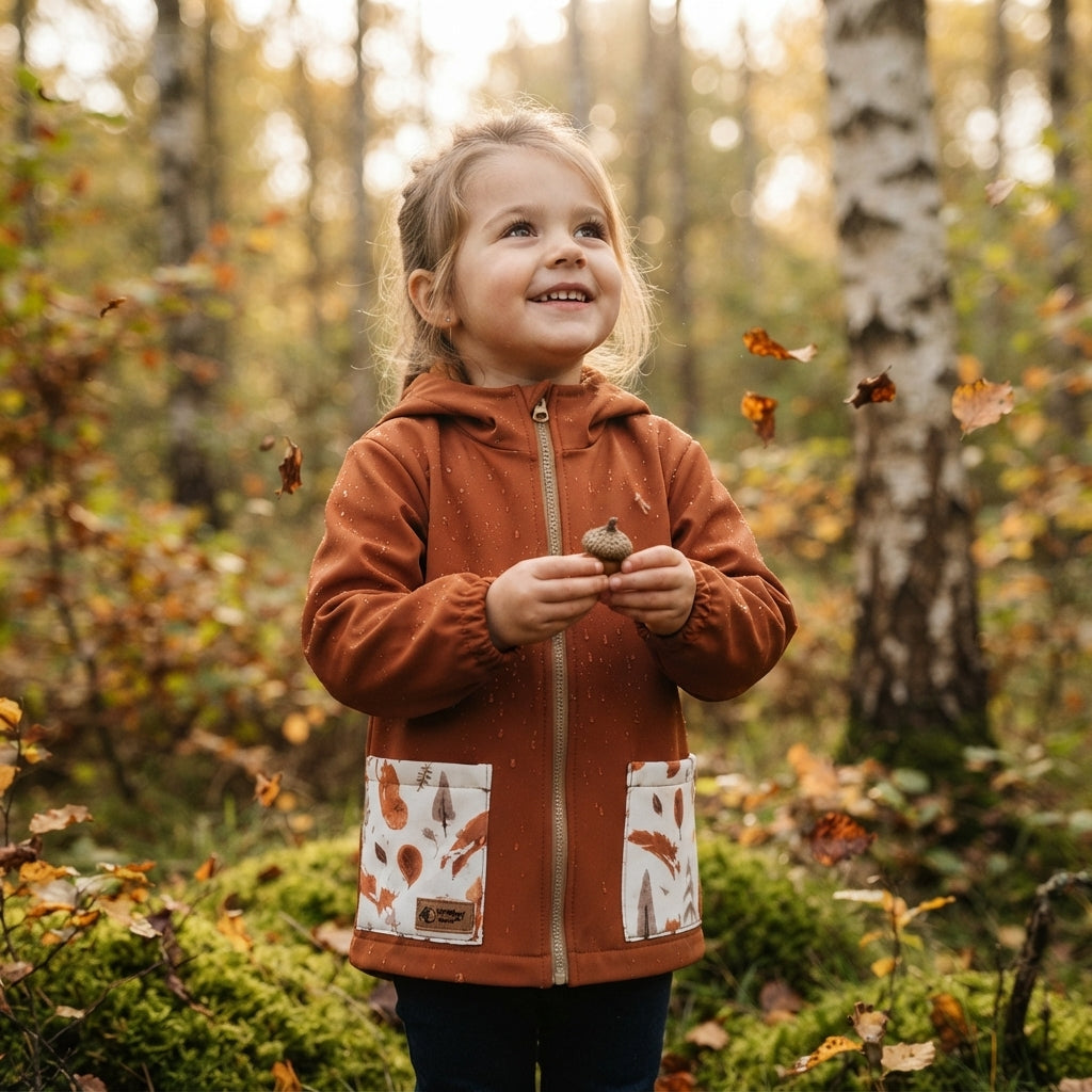 Detská softshellová bunda s membránou Monkey Mum® - Jesenné lístie