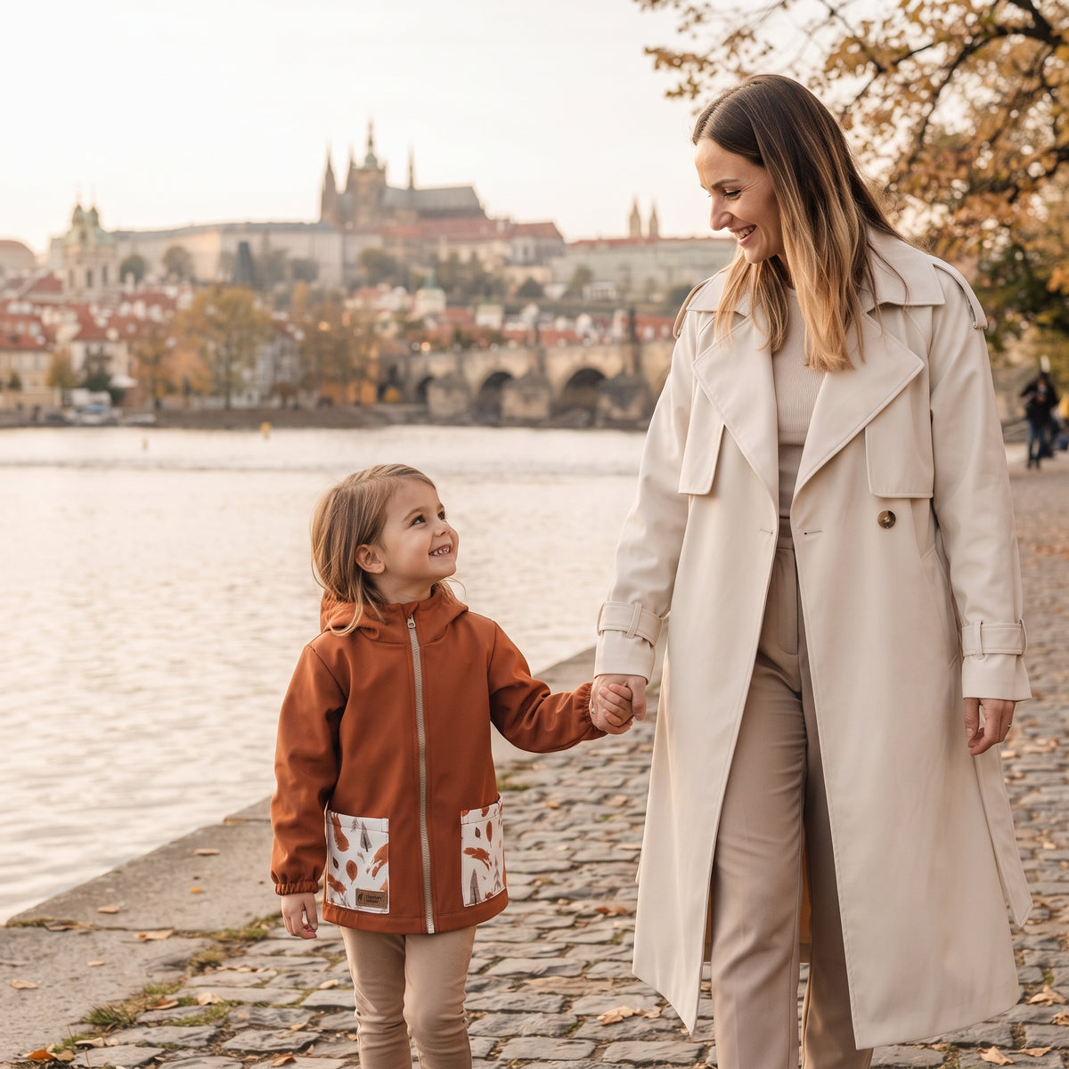 Detská softshellová bunda s membránou Monkey Mum® - Jesenné lístie