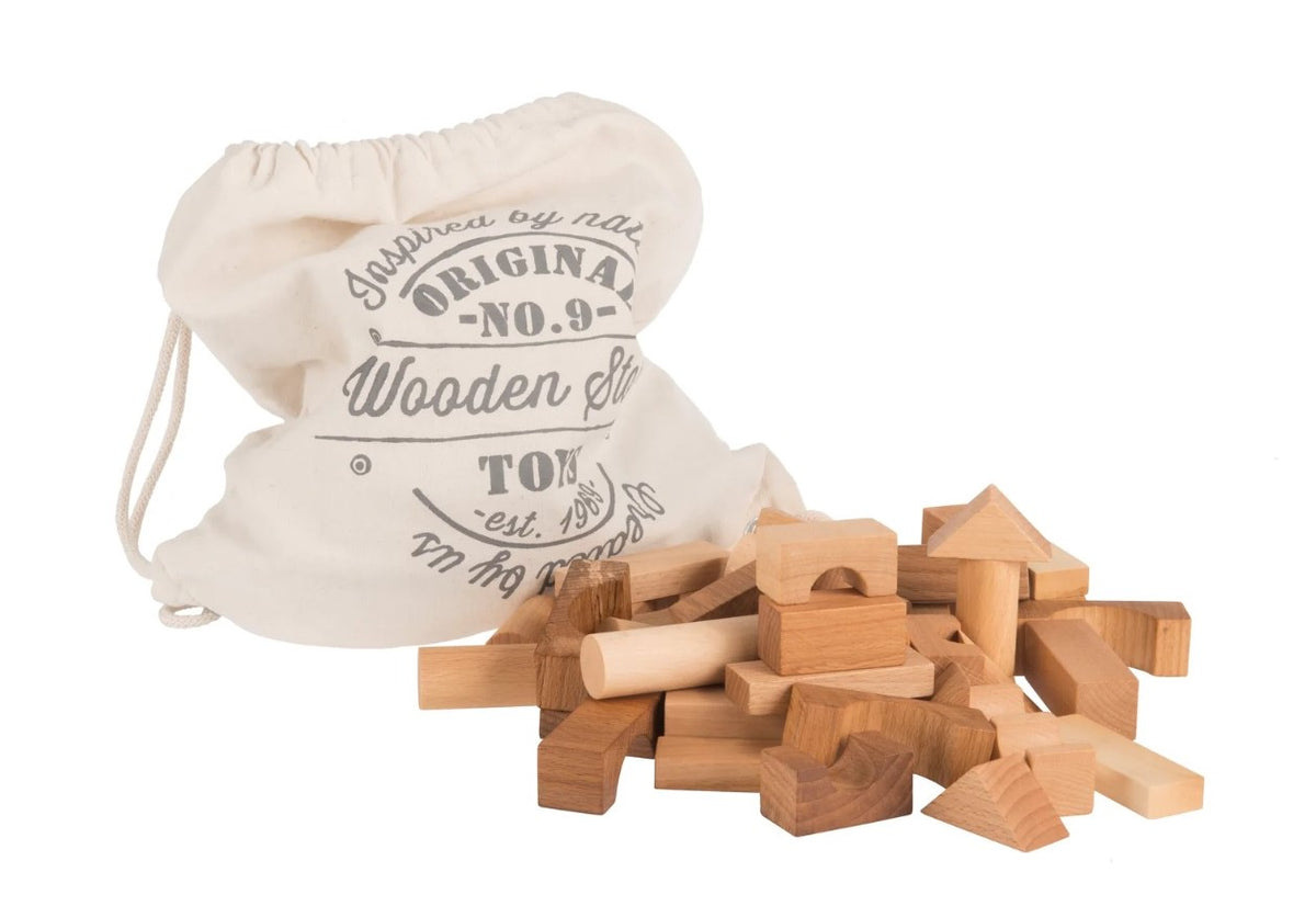Wooden Story Kocky v bavlnenom vreci - 60 ks - Prírodné