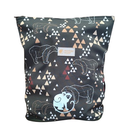 Detský softshellový batôžtek Monkey Mum®  -  Origami medveď - Tmavozelený